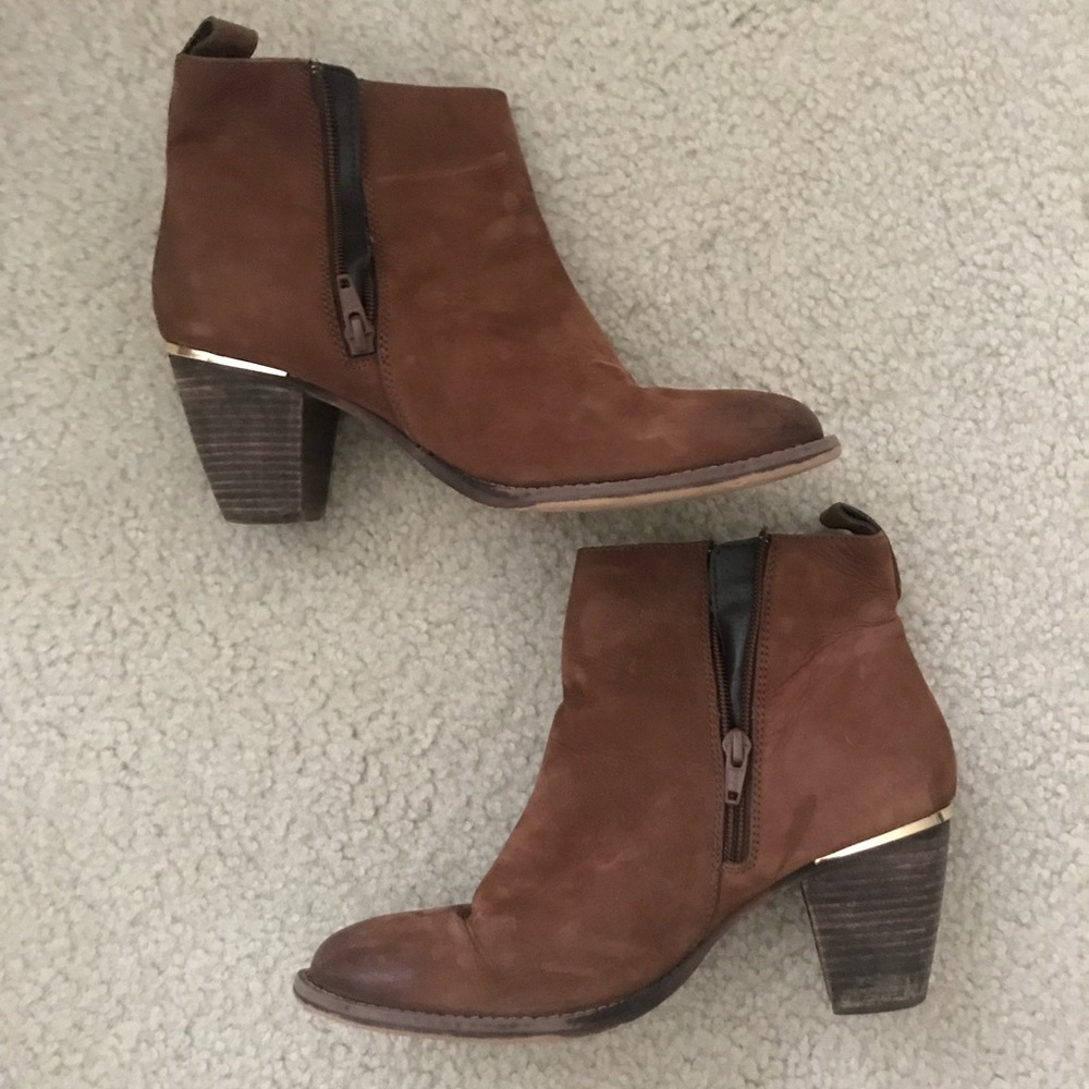 Tan Booties with Gold Accent